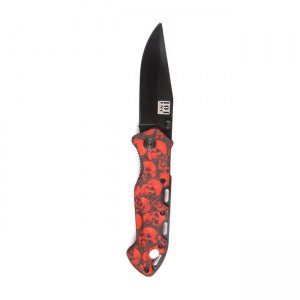 KNIFE SKULL CLIP BLACK RED